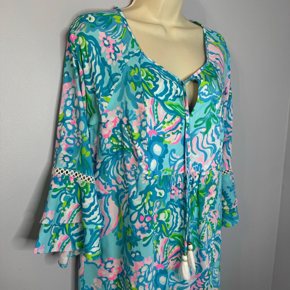 Lilly Pulitzer Azita Tunic Dress in Blue Ibiza Aqua La Vista Beach Vacation Sz S - Picture 4 of 12